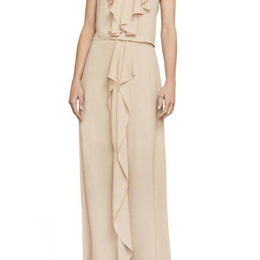 BCBG Maxazria Elegant Red Ruffle Maxi Dress